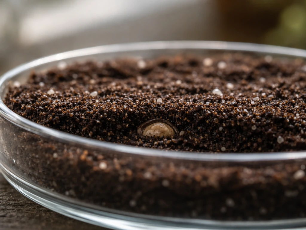 Macro cross-section closeup of shallowly planted seeds with about 1/4 inch soil depth